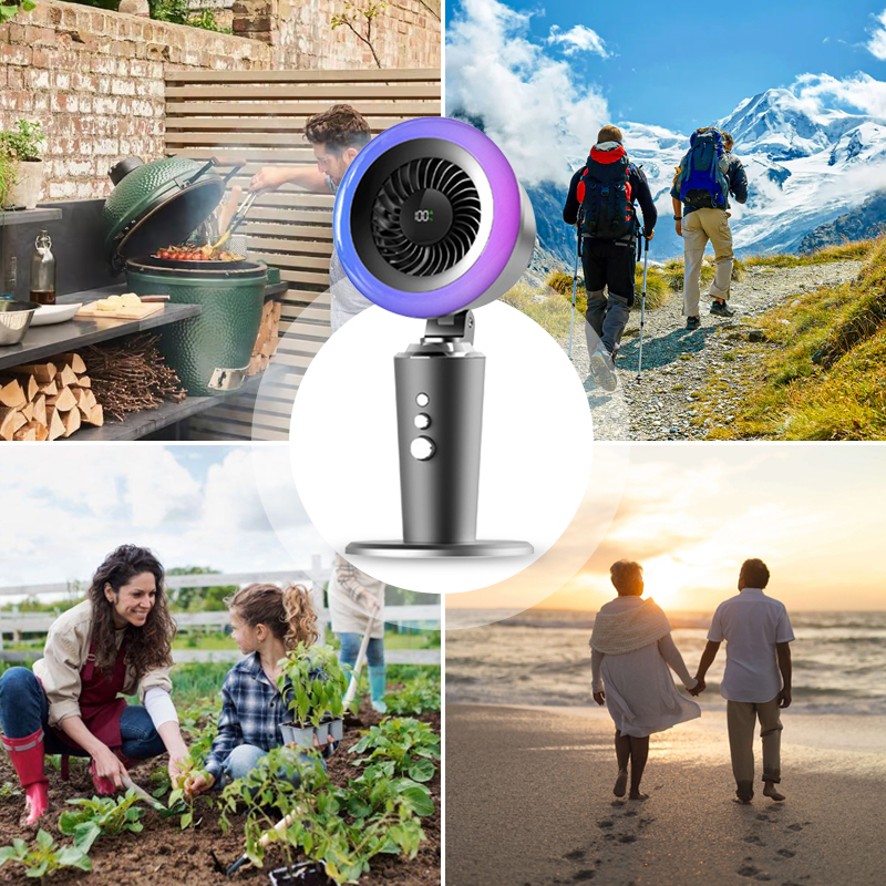 Portable cordless Coolizi SilentFlow Pro fan used indoors and outdoors